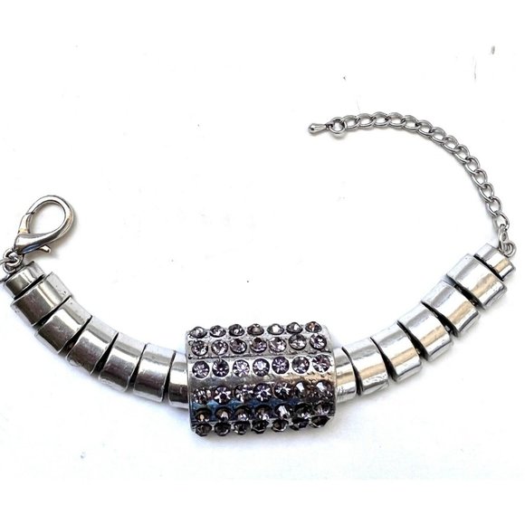 Silver Color Bracelet with Simulated Crystals - Picture 2 of 4